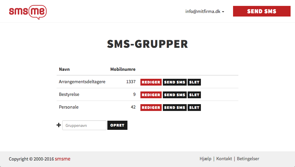 SMS-grupper